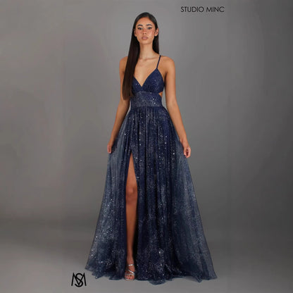Women's High Waist Flared Hem Split Maxi Dress