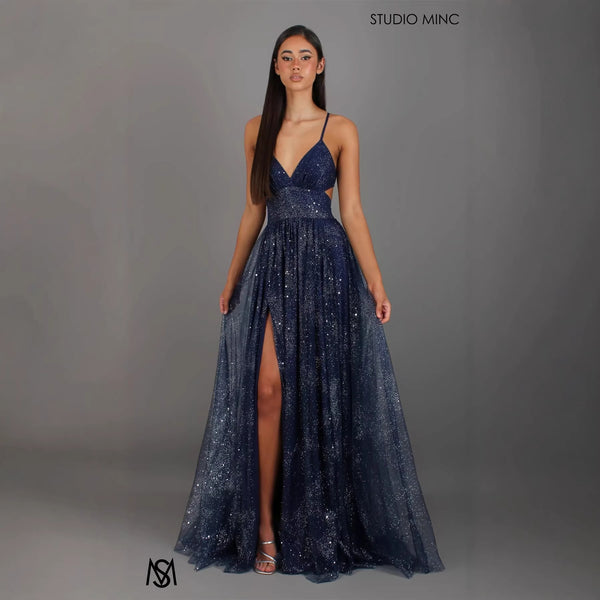Women's High Waist Flared Hem Split Maxi Dress