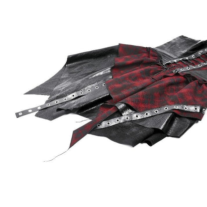 Robe Corset Punk en Tartan Rouge Dark in Love avec Jupe Asymétrique