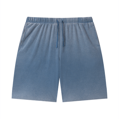 Unisex Vintage Wash Sunfade Waffle Raw Hem Shorts