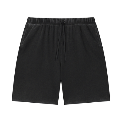 Unisex Vintage Wash Sunfade Waffle Raw Hem Shorts