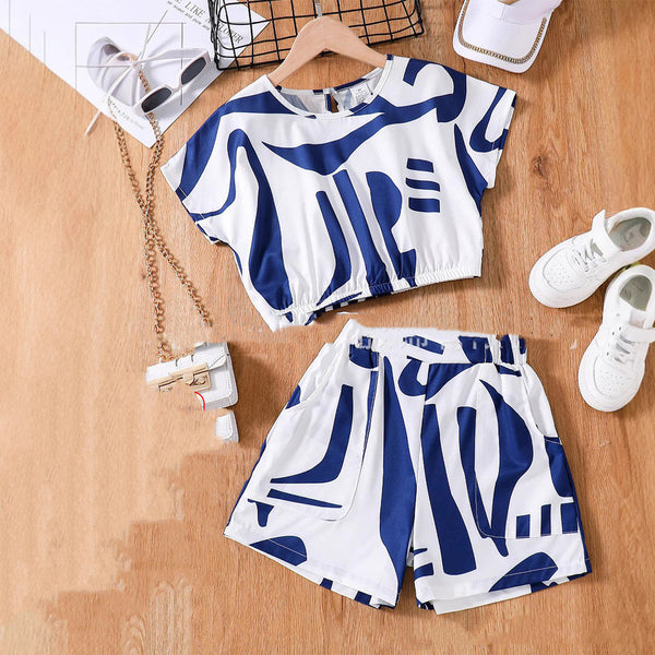 Zebra-Print Top and Wide-Leg Shorts Set