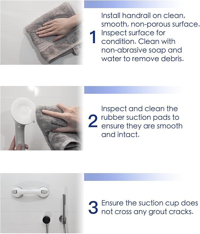 2 X SAFETY SUPPORT HAND RAIL HANDLE BAR GRIP GRAB SUCTION BATH BATHROOM SHOWER