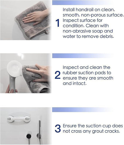2 X SAFETY SUPPORT HAND RAIL HANDLE BAR GRIP GRAB SUCTION BATH BATHROOM SHOWER