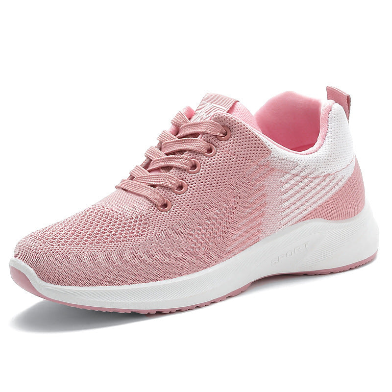 Chaussures de sport respirantes pour femmes à lacets tissées volantes et à la mode