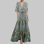 Womens Print Half-sleeve V-neck Dress