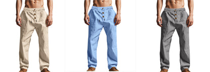 Men's Loose Fit Straight-Leg Casual Trousers | Breathable Summer Beach Pants