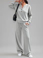 Loose long sleeve top and wide leg pants two piece set - view 8