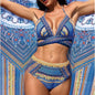Maillot de bain rétro style ethnique pour femme à bretelles croisées et fendues