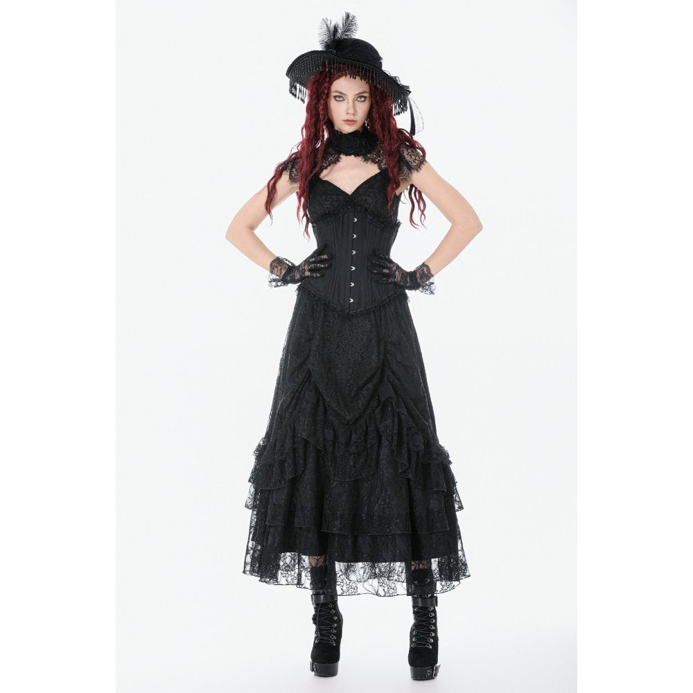 Corset long Talia Gothic Dark in Love avec baleines en métal