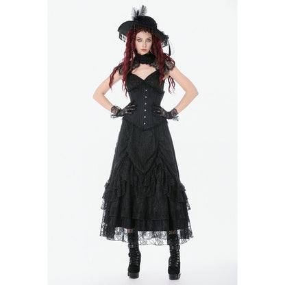Corset long Talia Gothic Dark in Love avec baleines en métal