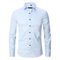 Men's Long-sleeved Fashion Top Slim Solid Color Stretch Shirt