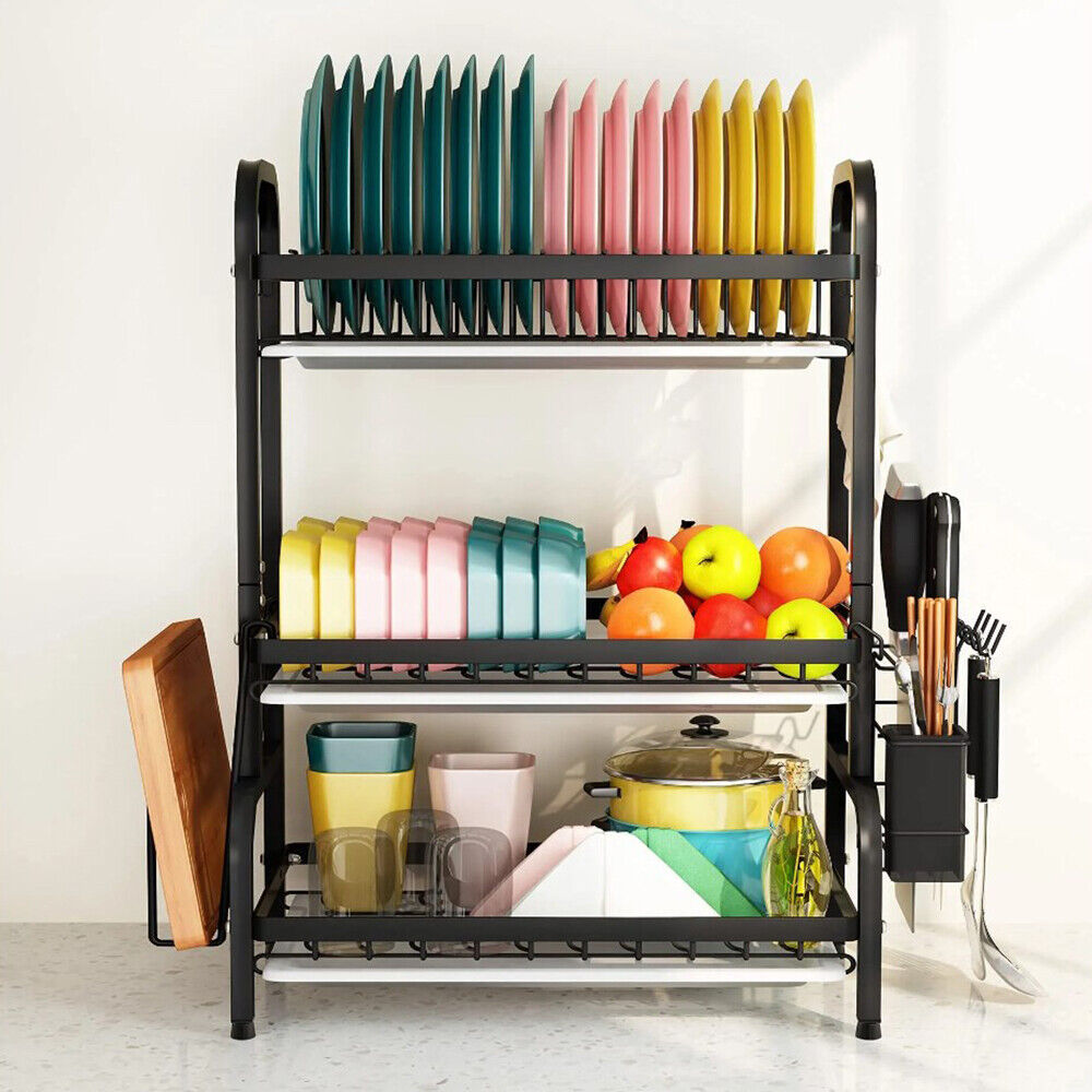 3 Tier Dish Drainer Rack With Drip Tray
