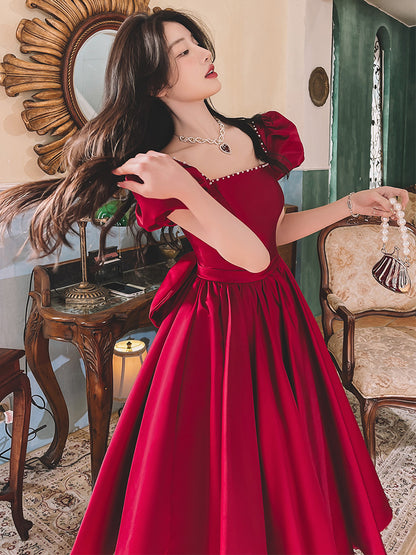 Red French Satin Dress