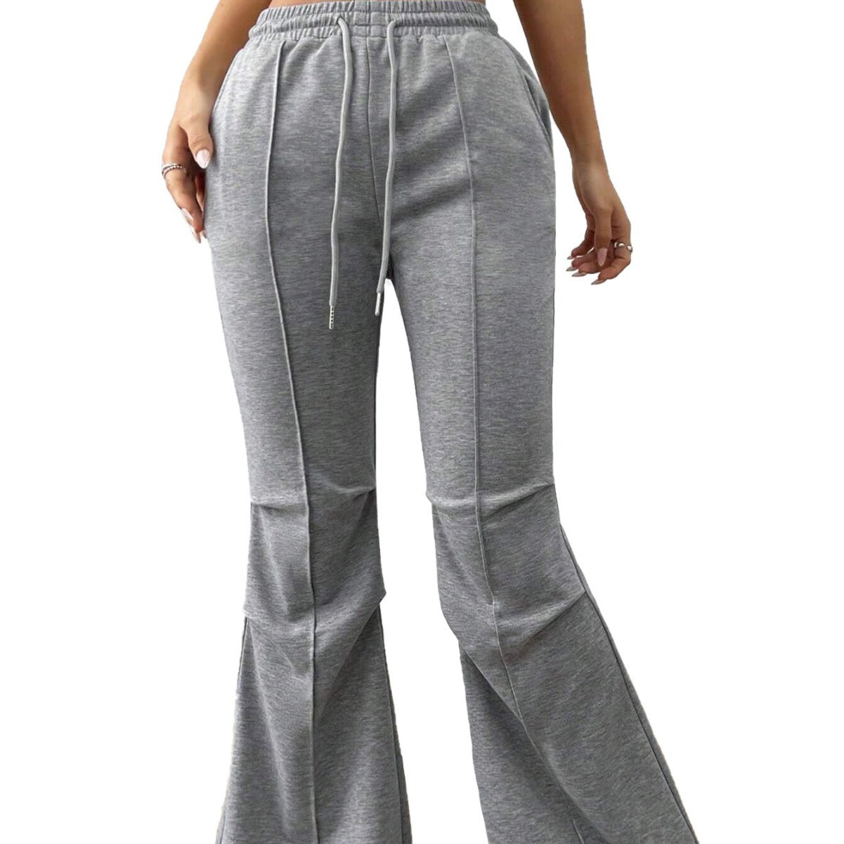Drawstring Elastic Waist Wide Leg Trousers