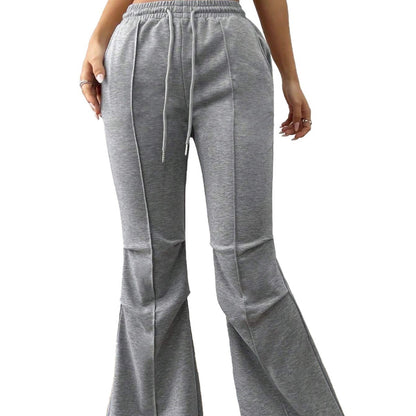 Drawstring Elastic Waist Wide Leg Trousers