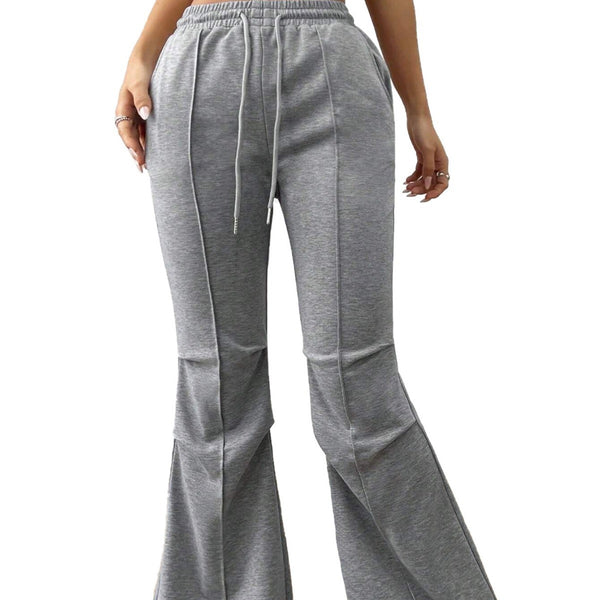 Drawstring Elastic Waist Wide Leg Trousers