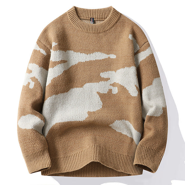 Mens crew neck knitted printed sweaters
