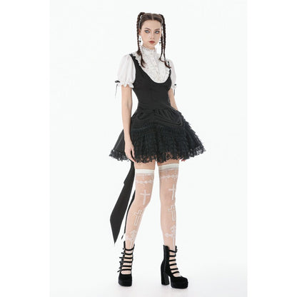 Chemisier noir et blanc en dentelle style cour Dark in Love