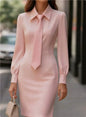 Robe midi manches longues avec ceinture à la taille