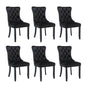 Modern Set Of 6 Upholstered Velvet Dining Chairs, Button Tufted Kitchen Lounge Chairs With Brushed Wood Legs, Riveted Trim And Knocker Ring, For Dining Room Living Room