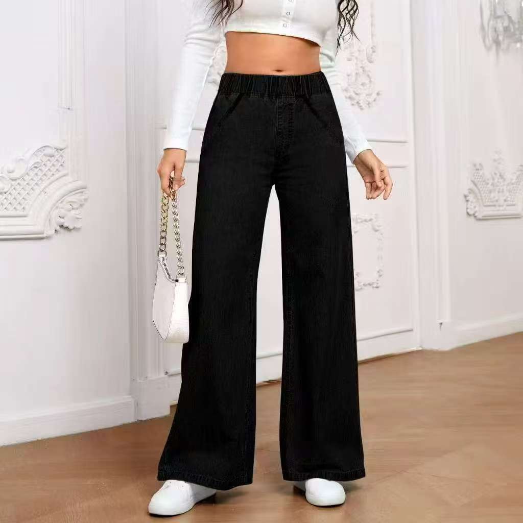 Women's Wide Leg Straight Denim Jeans | Mid-Rise Street Style