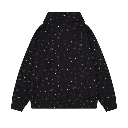 Musical Note Embroidery Scarf Collar LoosePullover Hoodie