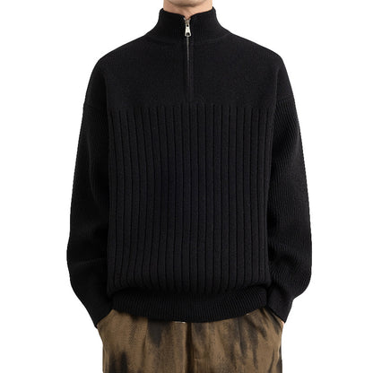 Men's  Relaxed Fit Stand Collar Knitted Jacket