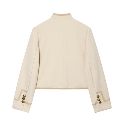 Casual loose buckle shoulder padded jacket for women