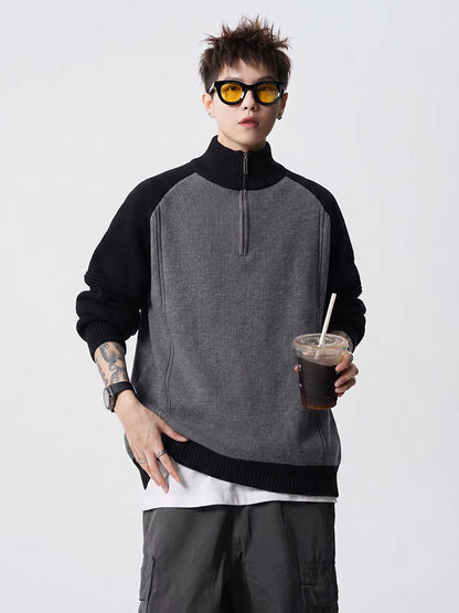 Men's  CleanFit Gray Layered Knit Sweater Jacket