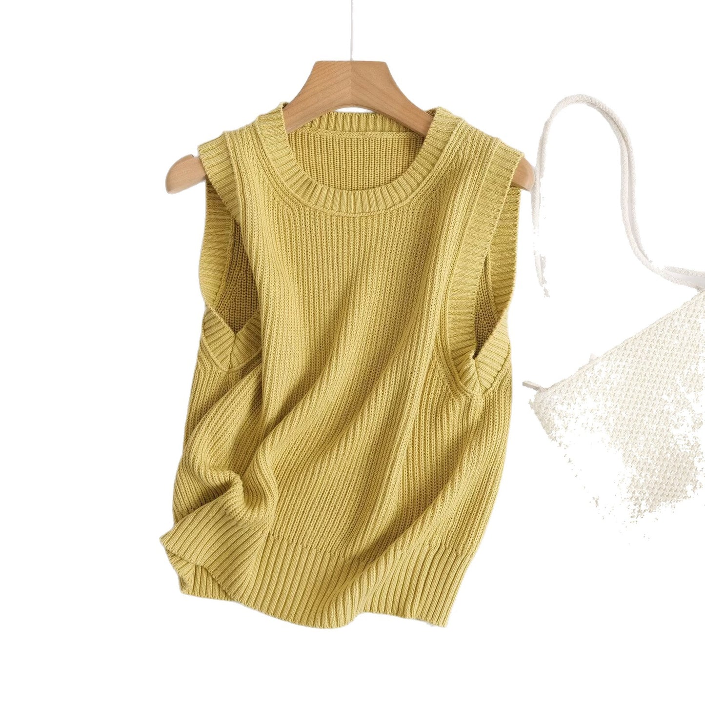 Women's Round Neck Slim Fit Sleeveless Knit Top