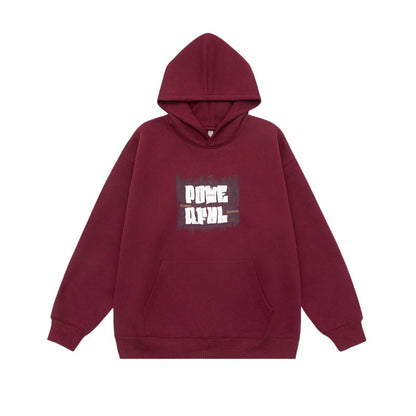 Letter Print Design Unisex Loose Fit Hoodie Sweatshirt
