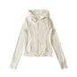 Hooded long sleeved T-shirt top cardigan