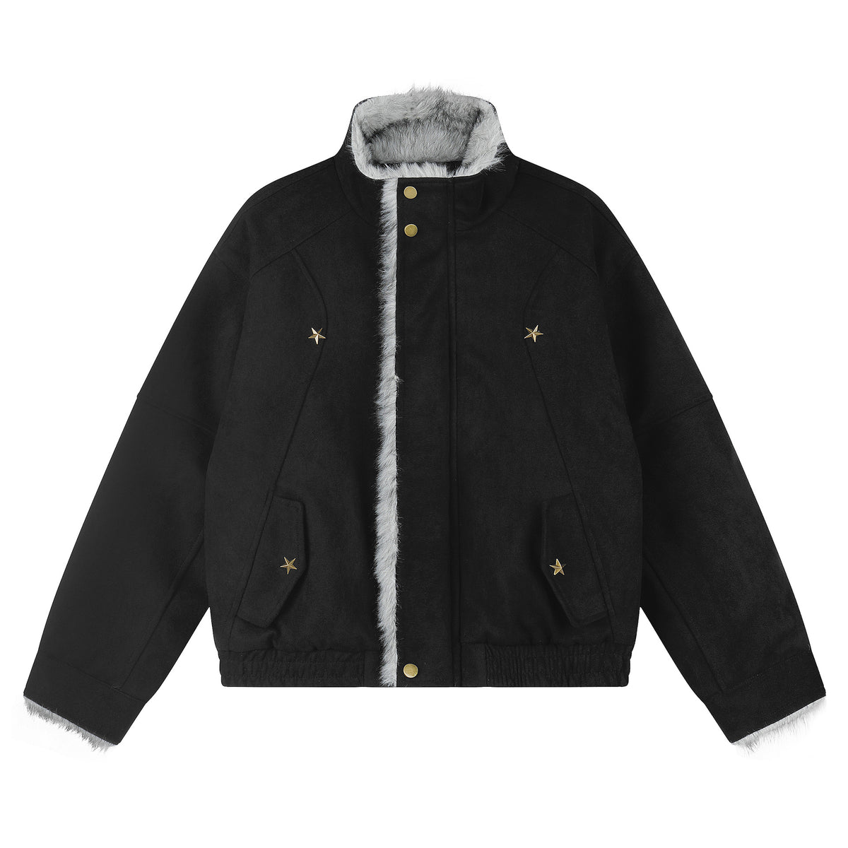 Women's Suede Faux Fur Collar Short Jacket