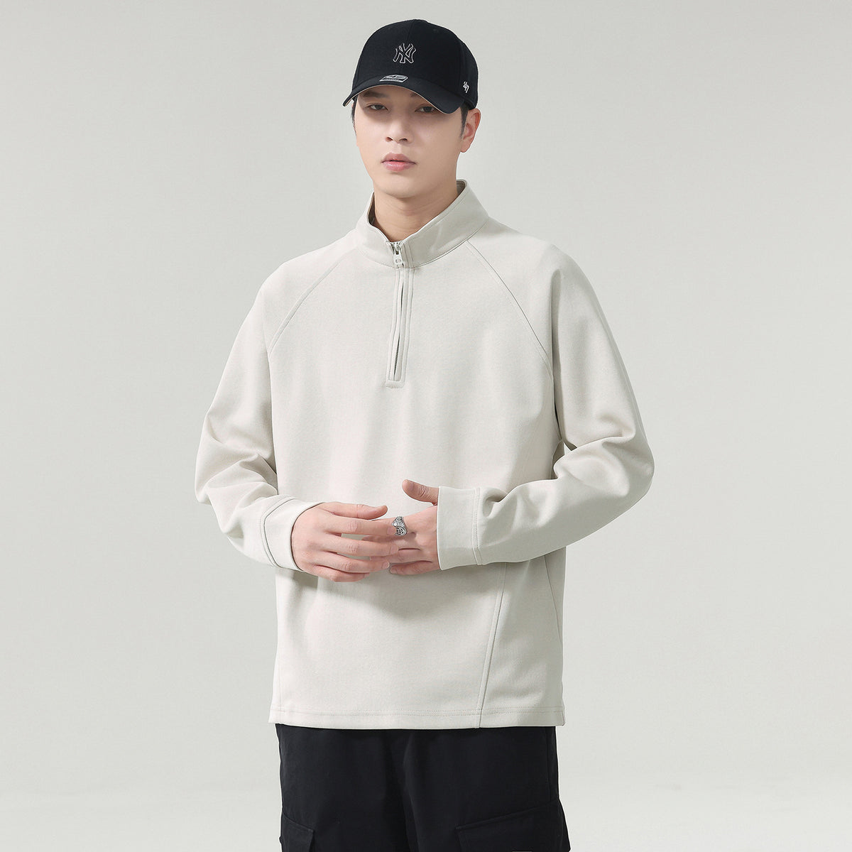 Stand Collar Casual Relaxed Men's Sweatshirt