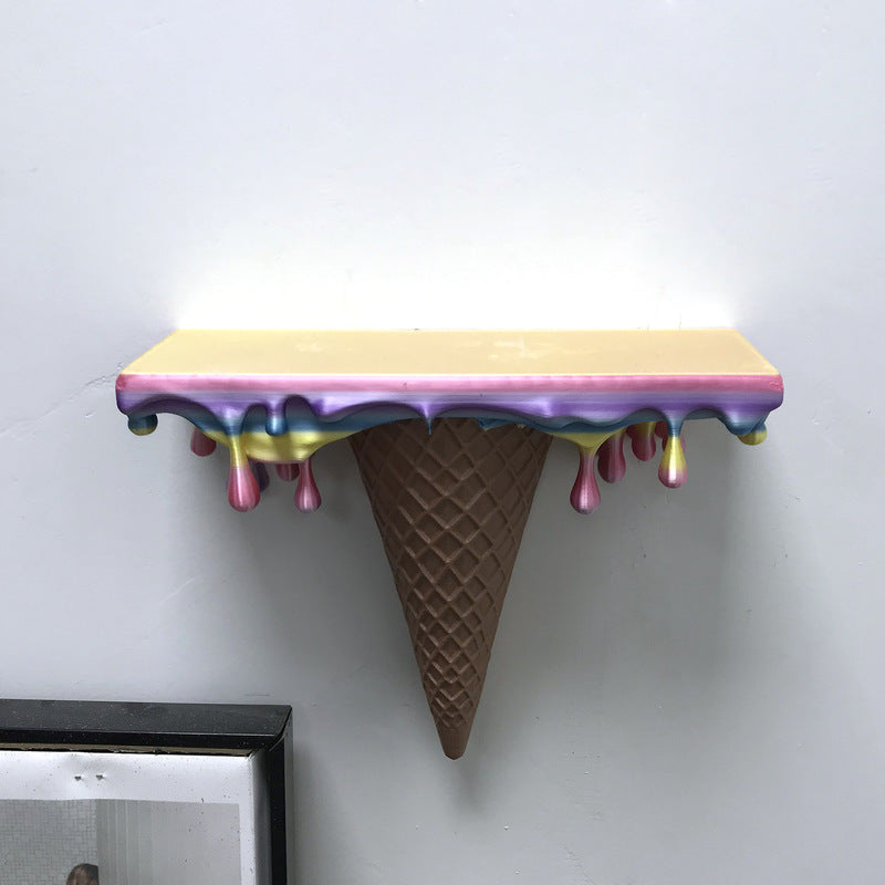 3D Printed Melting Ice Cream Floating Shelf – Wall-Mounted Drip Wall Decor, Funny Irregular Artistic Storage Rack
