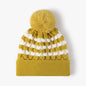 Striped contrast knit hat with pom-pom - view 1