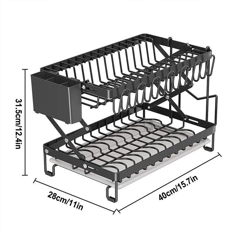 Foldable 2-Layer Kitchen Dish Rack