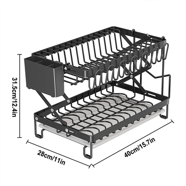 Foldable 2-Layer Kitchen Dish Rack