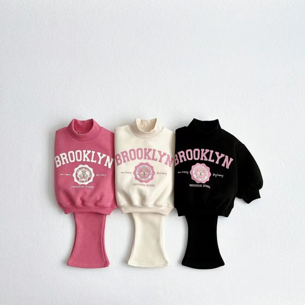 Kids' Letter-Print Hoodie & Flared Pants Set