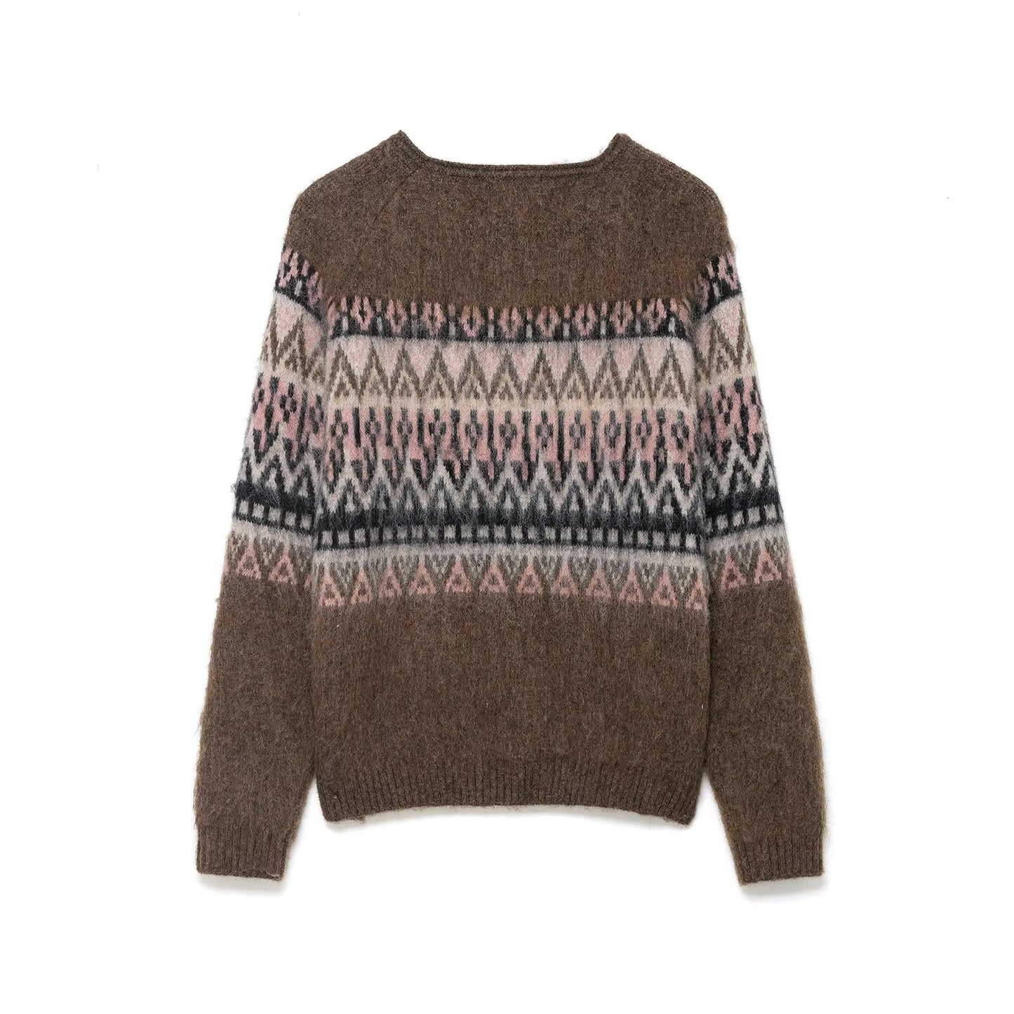 Leisure and Lazy Color Brushing Effect Jacquard Knitted Shirt
