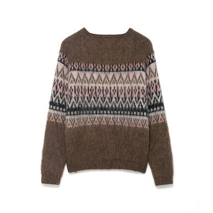 Leisure and Lazy Color Brushing Effect Jacquard Knitted Shirt