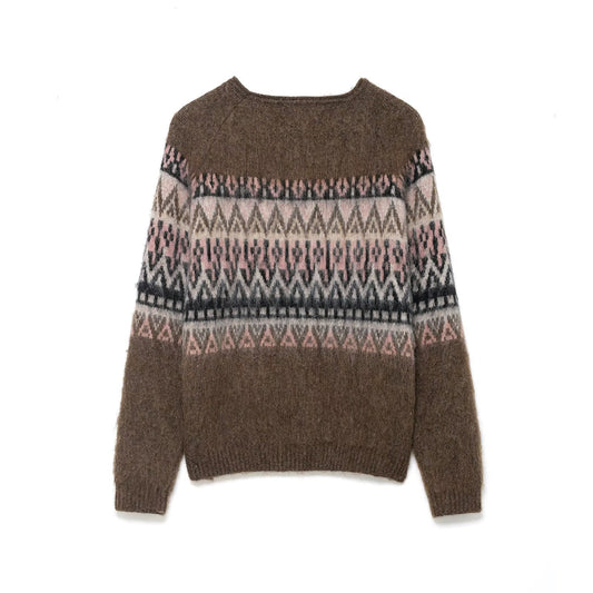 Leisure and Lazy Color Brushing Effect Jacquard Knitted Shirt