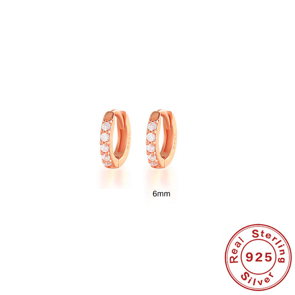 Earrings with Turquoise and Diamond Inlay 18K Gold Plated Stud