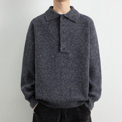Men's  Lapel Collar Loose Knit Sweater