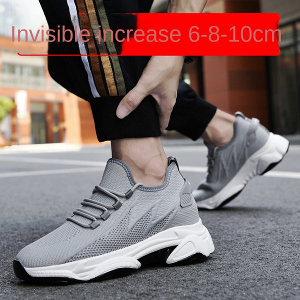 Summer height increasing men's shoes 10cm breathable fly woven mesh sports and leisure board shoes