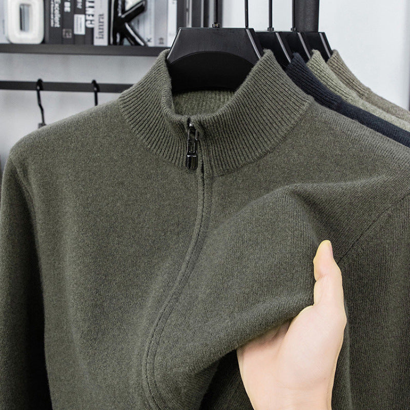 Wool Cardigan for Men, Knitted Sweater Coat, Casual Mid-Aged Men's Outerwear