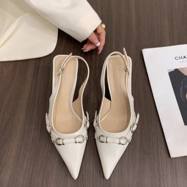 Buckle-Front Peep-Toe Sandals
