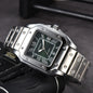 Stainless steel 3-pin square watch