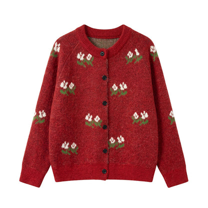 Embroidered cardigan sweater
